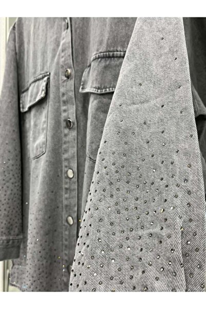 MRM MERAM BUTİK Dna Beaded Denim Shirt - Gray - 1