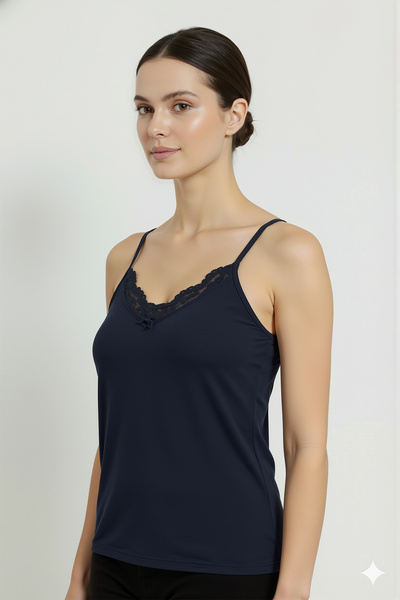 HNX Γυναικείο εσώρουχο βαμβακερό γιακά με δαντέλα με λεπτό λουράκι