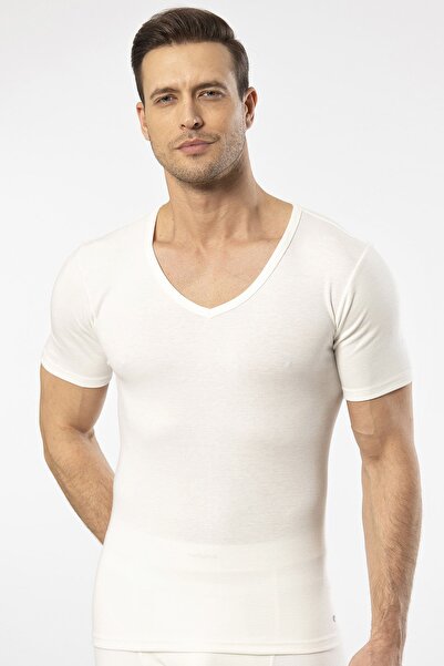 Cacharel - Thermal Short-Sleeved V-Neck Underwear 1602/White