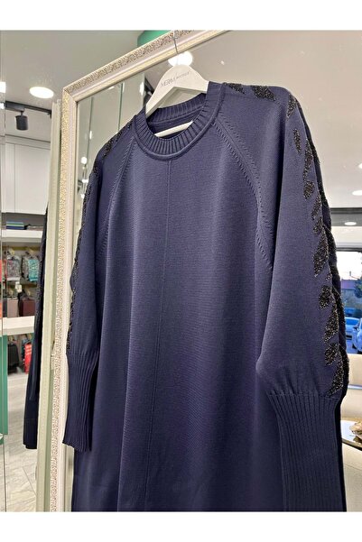 MRM MERAM BUTİK Dna Silvery Sleeve Mercerized Tunic - Navy Blue - 2