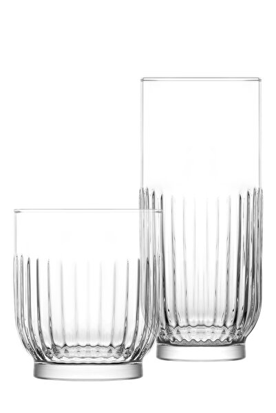 LAV Tokyo Glass Cup Set of 12 (6 Whiskey Glasses, 6 Soft Drink Glasses)
