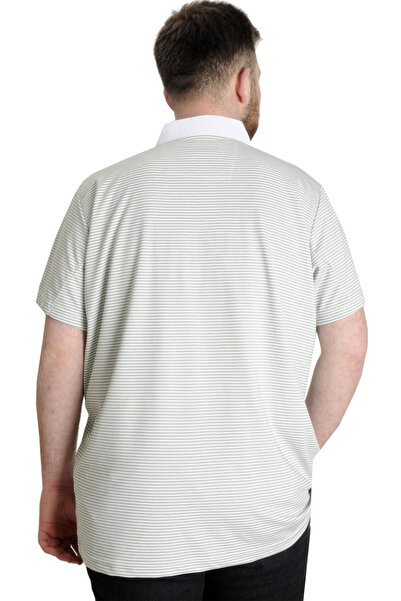 ModeXL Ανδρικό μπλουζάκι με πράσινο ριγέ γιακά Polo - Mode XL 23340