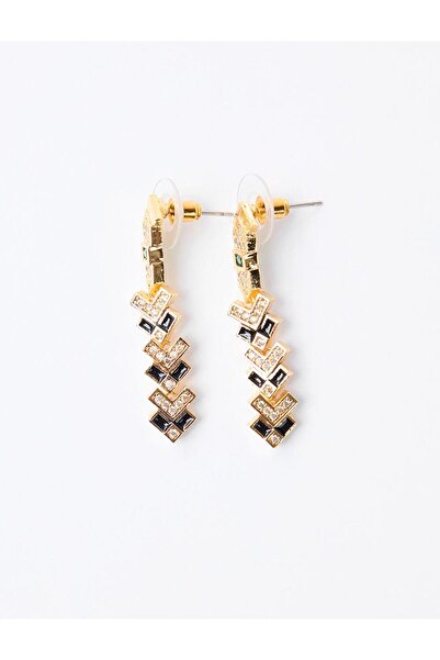 Jimmy Key Silver Shiny Stone Detailed Colorful Swinging Earrings