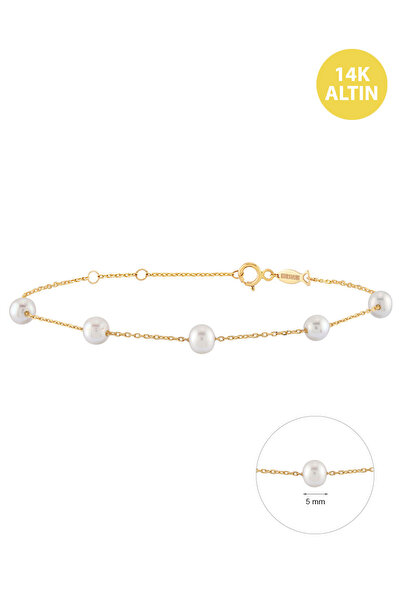 KURSHUNI White Dreams (5x5mm), 14 Ayar Altın Bileklik