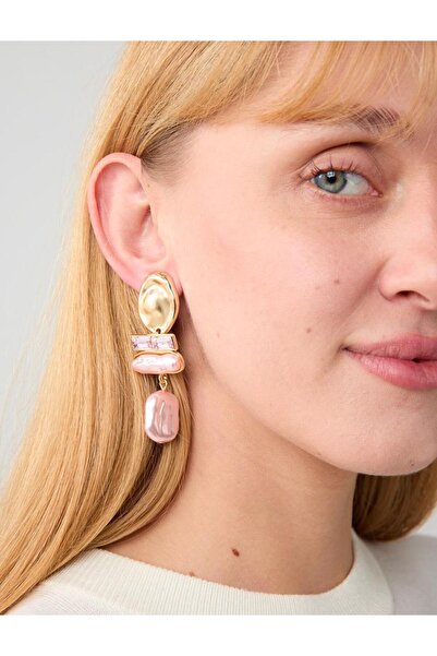Jimmy Key Pink Asymmetrical Figured Swinging Earrings