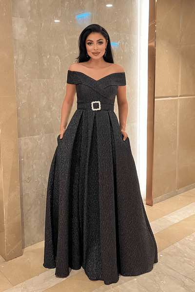 giyimmasalı Rochie de prințesă din țesătură jacquard Boat Rock - NEGRĂ