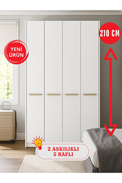 dorpek Cosmos 4 Kapaklı Gardırop - 210 cm Y, 124 cm G - Genç Odası ve Yatak Odası Gardırop