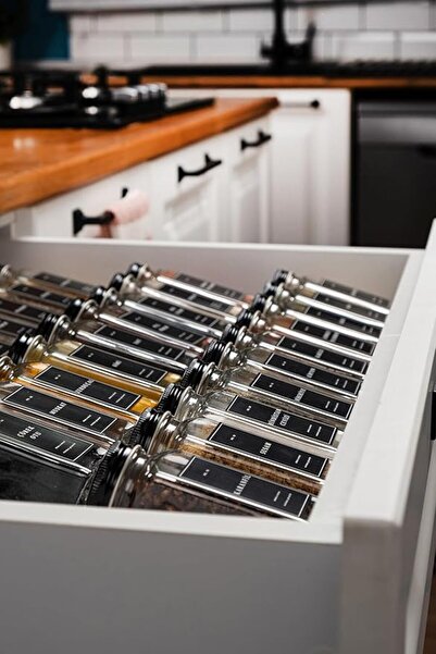 Genel Markalar Home 24'lü Baharatlık Seti, 120 ml, Siyah Kapak ve Etiketli St...