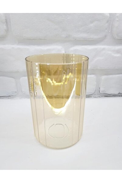 Lidyahan Store Bal Rengi Çizgili Parlak Boru Cam Avize Şamdan Abajur Camı Yed...