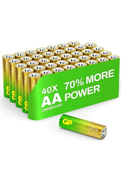 Genel Markalar Batteries Gp15Au Ultra Alkalin Lr6/E91/Aa Kalem Pil, 1.5 Volt, 40'Lı Paket