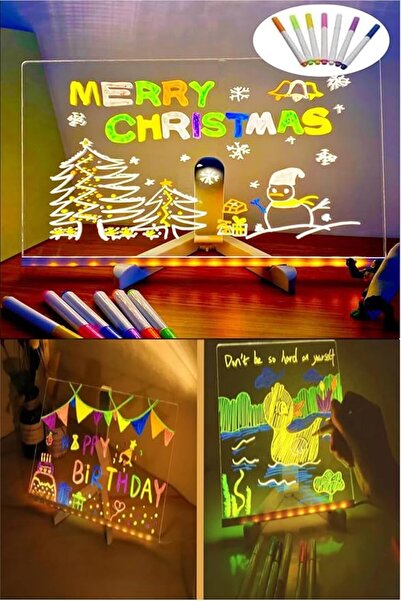 Leaf Shop 20x20 Led Işıklı Yazı Çizim Tahtası Ayarlanabilir Stant Ve Hediye 7...