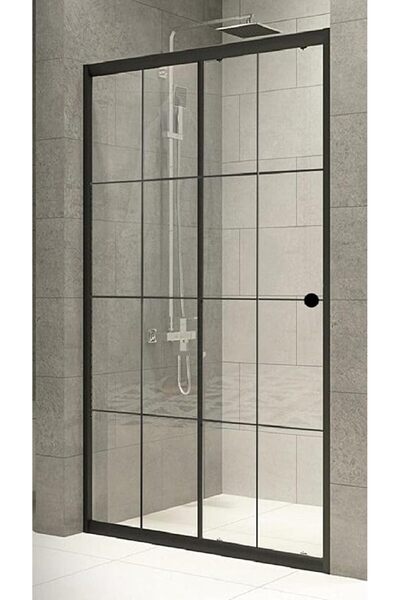 Genel Markalar Duşakabin Ön Cephe 4MM Siyah Çizgi Şeffaf Cam Yükseklik 180CM ...