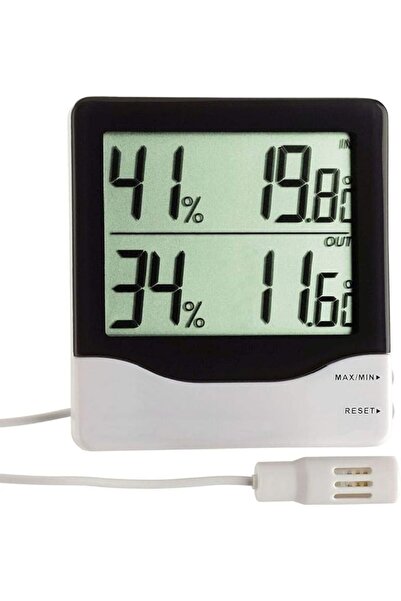 Genel Markalar İç-Dış Dijital Problu Termometre Nem Ölçer, Beyaz