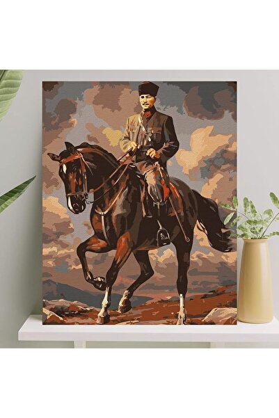 Genel Markalar Boyama Tuval Seti Fırça Boya Dahil (Çıtalı) 40x50 CM - Atatürk