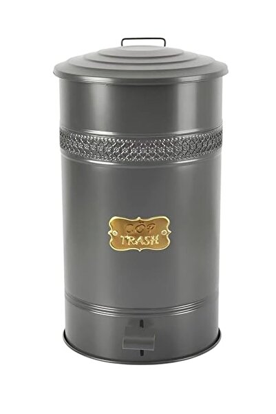 Genel Markalar GALVANİZ METAL 30 LİTRE PEDALLI ÇÖP KOVASI (ANTRASİT)