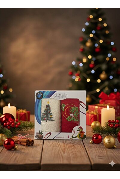 Coton Delux 2'li Yılbaşı Özel Mutfak Havlusu - %100 Pamuklu -30x50 - Kutulu