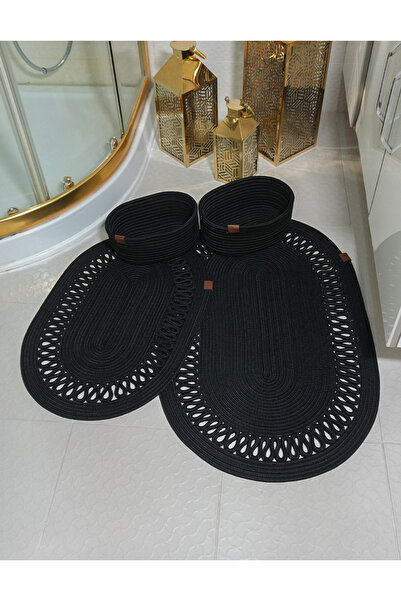 ERSU AHAT HOME DESİGN Jute, Wicker, Bath Mat Set, Bathroom Basket Set, Toilet...