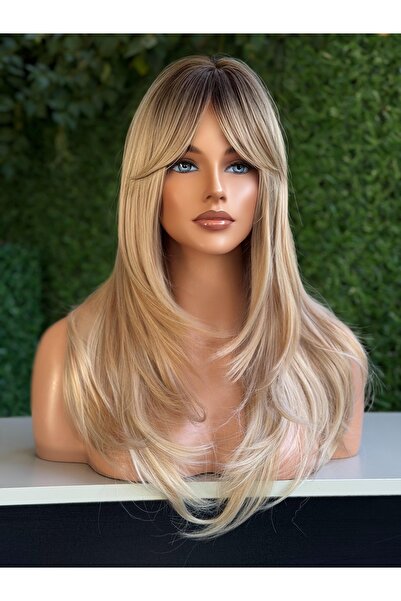 Fenomen Peruk Dipler Koyu Kumral Uçlar Sıcak Sarı Vip Peruk