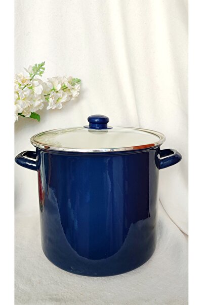 EBRULİEMAYE Navy Blue Enamel Stockpot Deep Pot Boiler Bakraç 10 Liters Milk Jam Paste Canning Pot