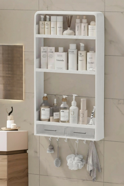 Hesaplı Kasa Yapışkanlı Banyo Mutfak Duvar Organizer, Havluluk, Şampuanlık, Kozmetik Organizer, Mutfak Rafı