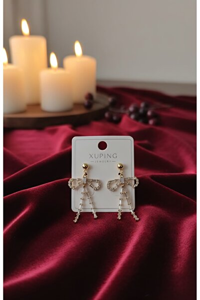 Accessories Xuping Jewelry Baget Taşlı Fiyonk Kurdele Figürlü Uzun Sallantılı...
