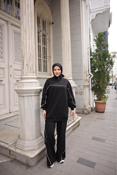 MİMİ Luxury Wear Hijab Tracksuit Set Double Set Zippered Collar