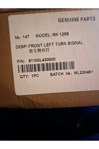 RKS RK 125 S sağ ön sinyal orijinal