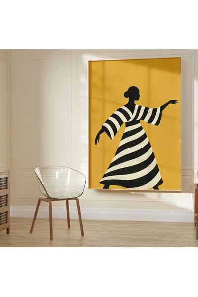 512 STORE Estetik Tasarım Zebra Desen Dans Eden Kadın Çerçevesiz Kuşe Kağıt P...