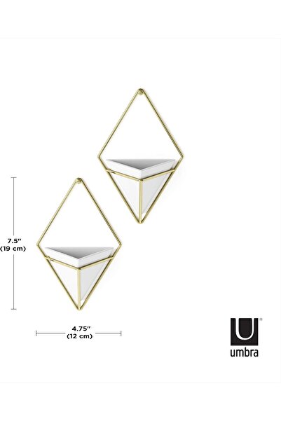 umbra Trigg Small Hanging Geometric Plant Vase, White/Copper