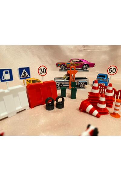 Eta3d Mini Trafik Eğitim ve Liftli Dubalı Bariyerli Oyun Seti Trafik Levhalı