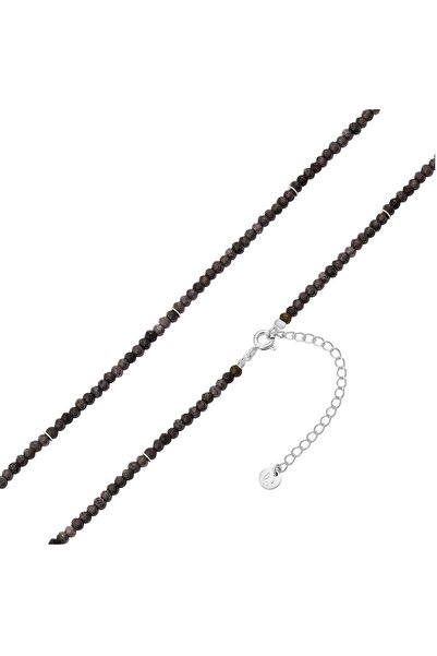 Glanzstücke München Edelsteinhalskette Kette Sterling Silber Chalcedon grau