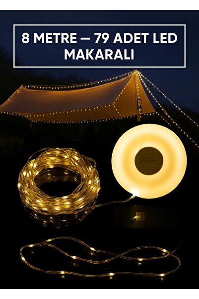 Home Şarjlı Makaralı Led Işık Zinciri 8 m 79+30 Bahçe Balkon Dış Mekan Kamp