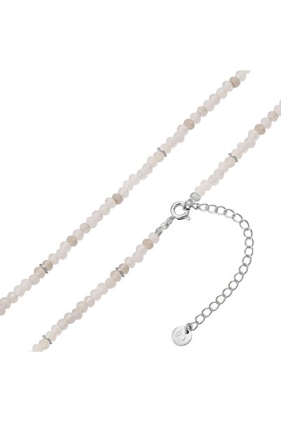 Glanzstücke München Edelsteinhalskette Kette Sterling Silber Chalcedon weiß