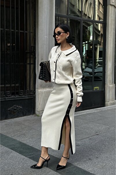 MEECY Kalp Detailed Bottom-Top Knitwear Skirt Set