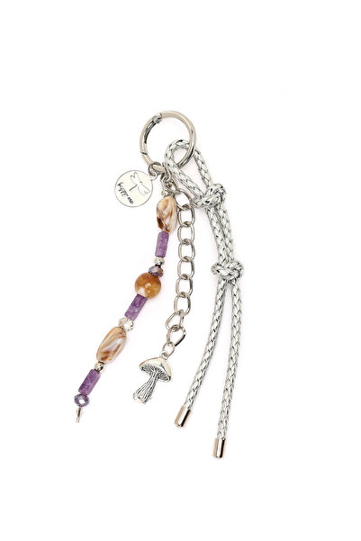 Derimod Γυναικείο μεταλλικό γούρι με λεπτομέρεια από μωβ αλυσίδα με χάντρες 000A2D471014