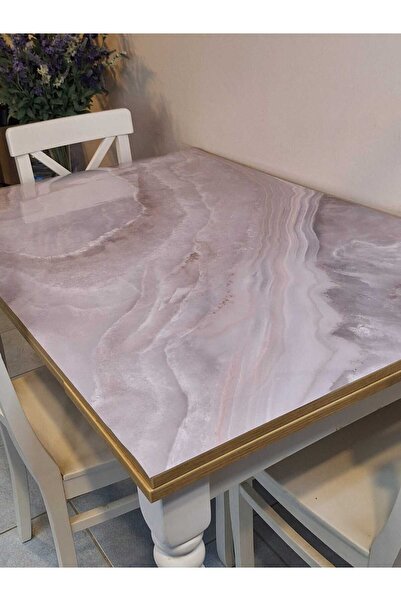 Başak Ev Tekstili Thick Pvc Table Protector – 1.2 mm Mica Cover, 70 cm Width, Marble Pattern