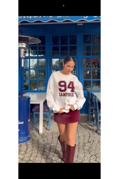 MODEL Kadın Bordo Tay Tüyü Mini Etek