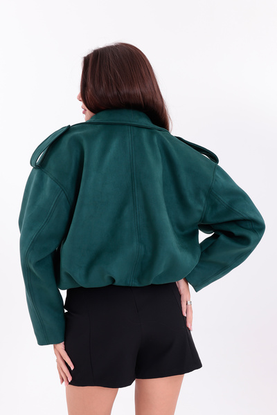 Eseclass Oversized Green Suede Bomber Jacket