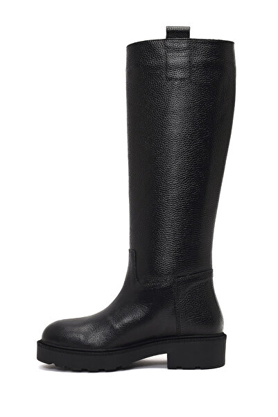 Derimod Women's Black Thick Soled Leather Boots 25Wfd1893Ft