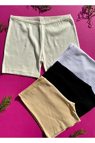 VicTroy Cotton 4-Pack Corded Fabric Ribbed Knit Women's A-Line Shorts – Panties 50V19