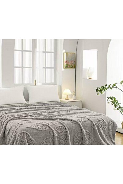 RALEX PUCIOASA Cocolino Fluffy Blanket with Butterflies, 3D Effect, 200x230 cm, Grey