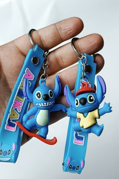 Birmem 2'li Stitch Figürlü Askılı Silikon Anahtarlık Seti - Farklı Tasarımlar
