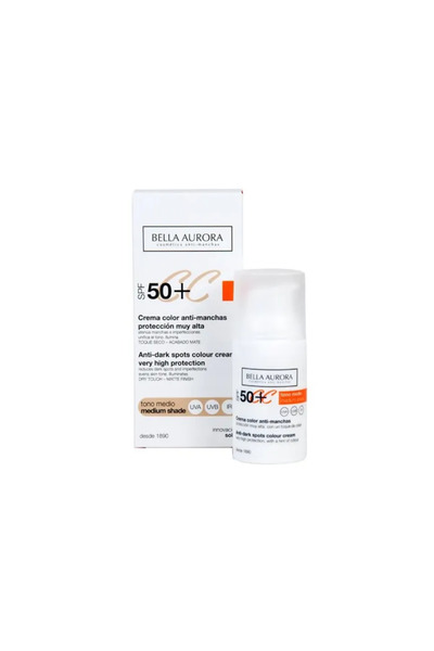Bella Aurora Cremă anti-pete CC SPF50 ton mediu 30ml