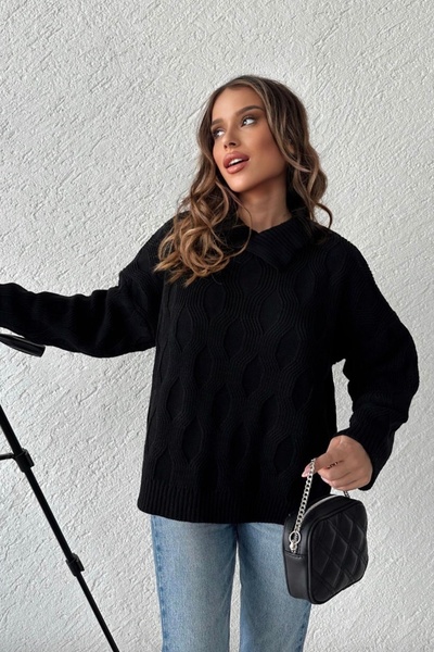 Auroveen قصة فضفاضة سترة تريكو منقوشة بياقة بولو AV2024335