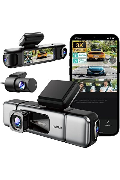 Hype Store Botslab 3K 4 Kanallı Araç Kamerası, 560°, 3.18 inç Dokunmatik Ekra...