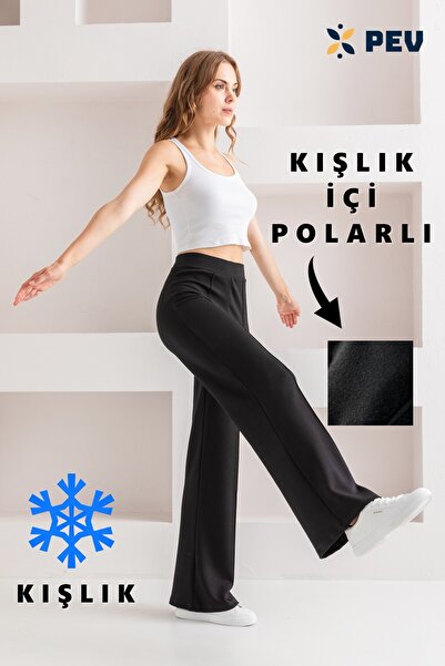 CNRCollection Women's Black High Waist Fleece Lined Sh Fleece-Lined Ribbed Fr...