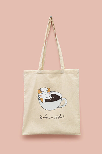 Bi Dünya Haber Geantă din pânză Never Without Coffee Never Motivational Serie...