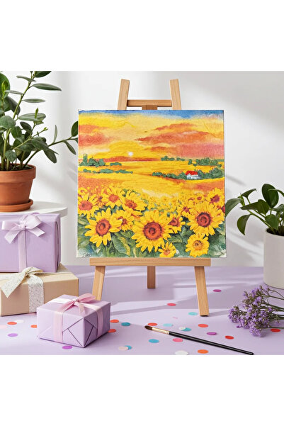 SELLGIFT Hand Painted Painting – Sunflower Field at Sunset