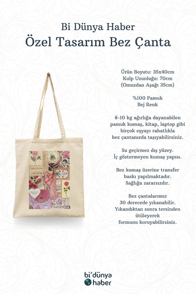 Bi Dünya Haber Collage Series 6 - Muhabbet Islamic Collage Series Tote Bag B Printed Cloth Bag