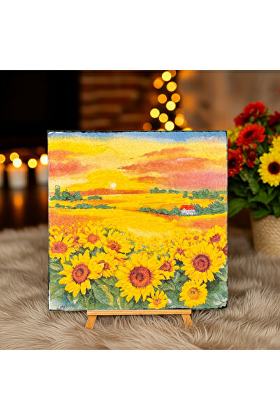 SELLGIFT Hand Painted Painting – Sunflower Field at Sunset